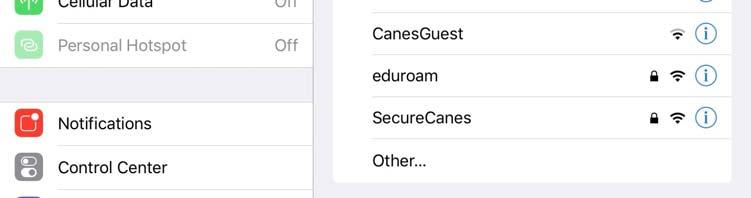 3) Tap on CaneNet_Wireless from the list of