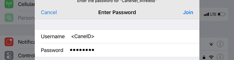 prompted to input your CaneID username and password.