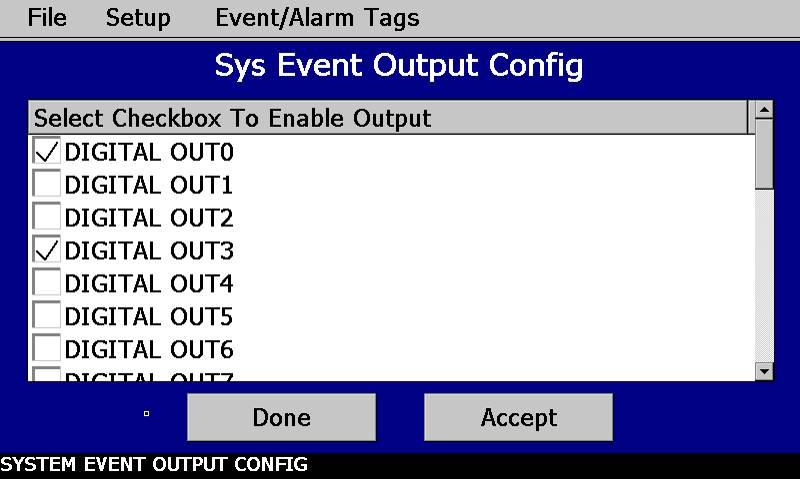 3.8 System Event Configuration The System Event Configure screen allows the OEM to assign specific digital outputs to each system event.