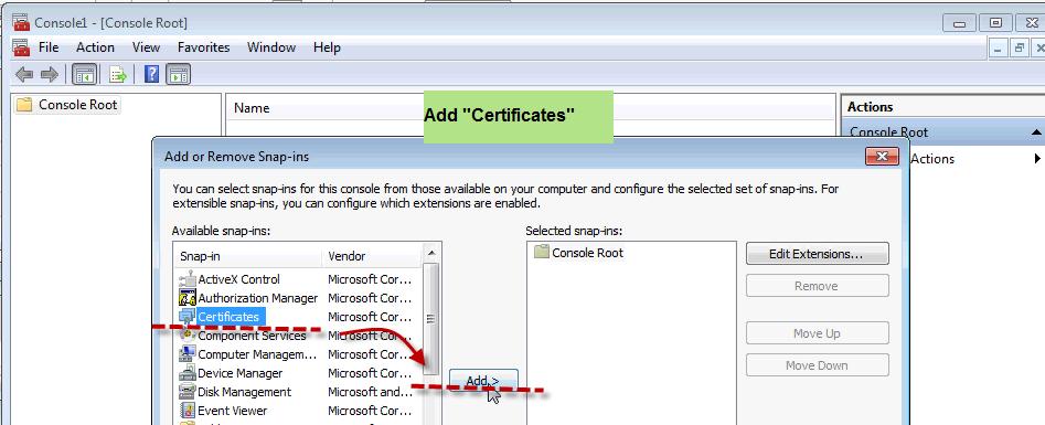 Click Certificates, and then click