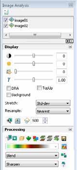 Image Analysis window processing panel One-click access to several commonly used image