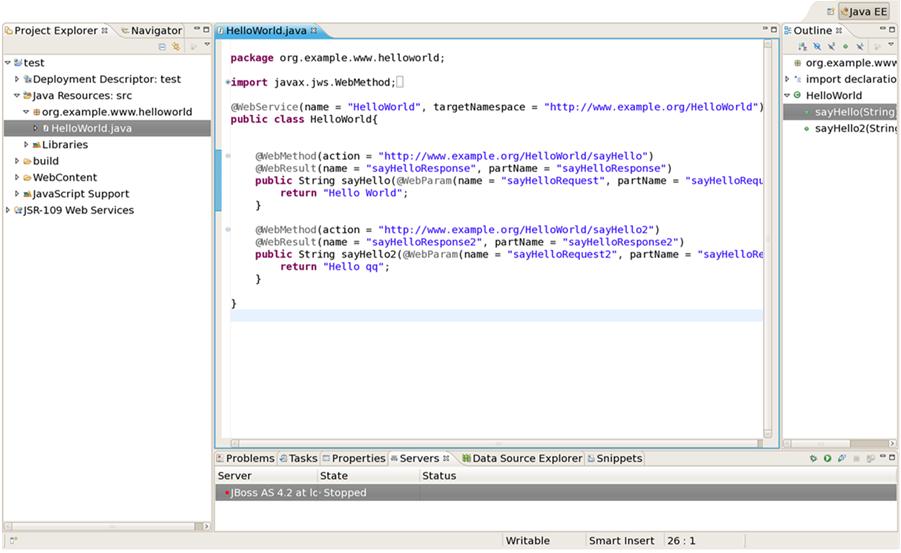 Creating a Web service from a Java bean using JBossWS runtime Figure 3.13. Select the Bean Created Click File New Other.