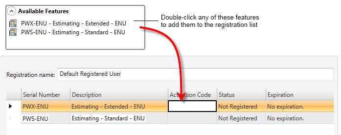 D. Run the Configuration Wizard Figure 4: Selecting Features for Registration and Activation d In the Activation Code box of the registration list, type the activation code from the original