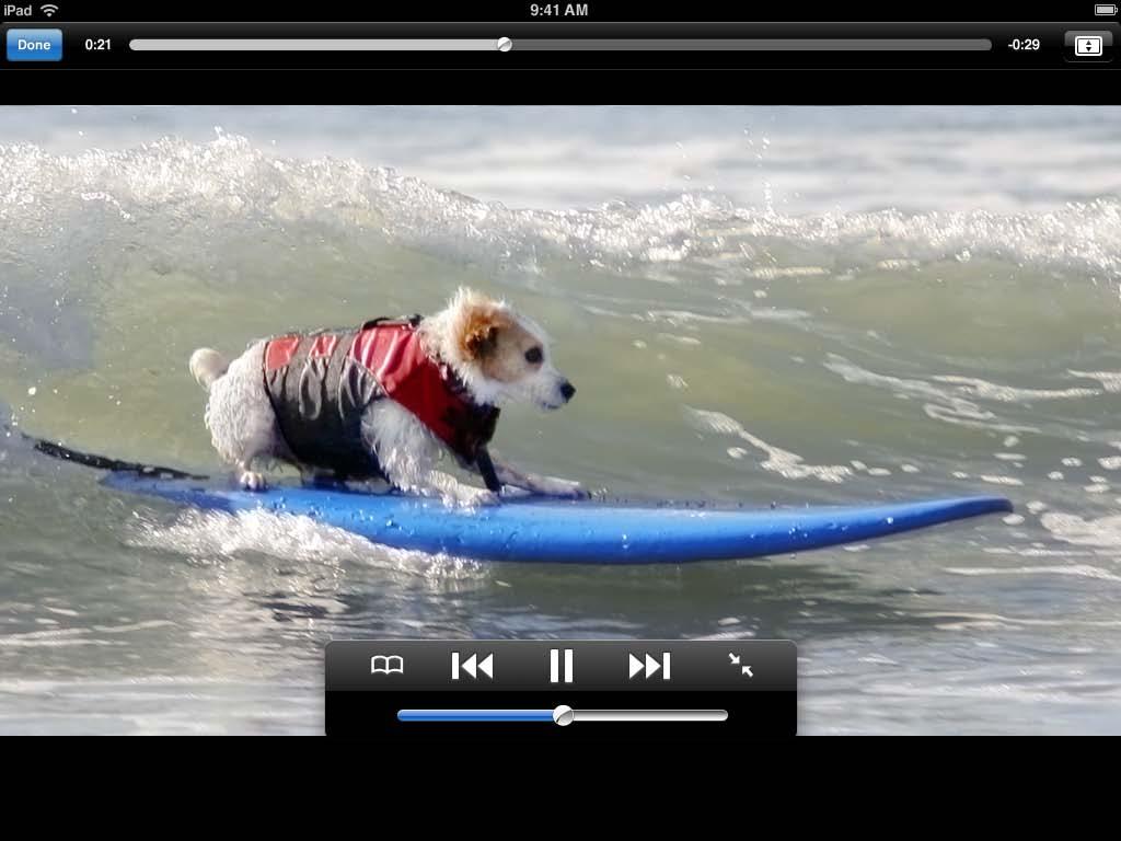Controlling Video Playback Rotate ipad to landscape orientation to view the video at its maximum size. When a video is playing, the controls disappear so they don t obscure the video.