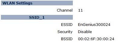 31 Security BSSID Wireless encryption for this SSID. The MAC address of this SSID.