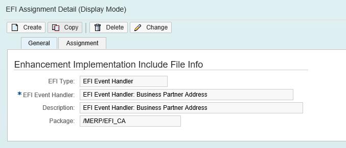 Selecting EFI Event Handler implements EFI using an ABAP class-based approach.
