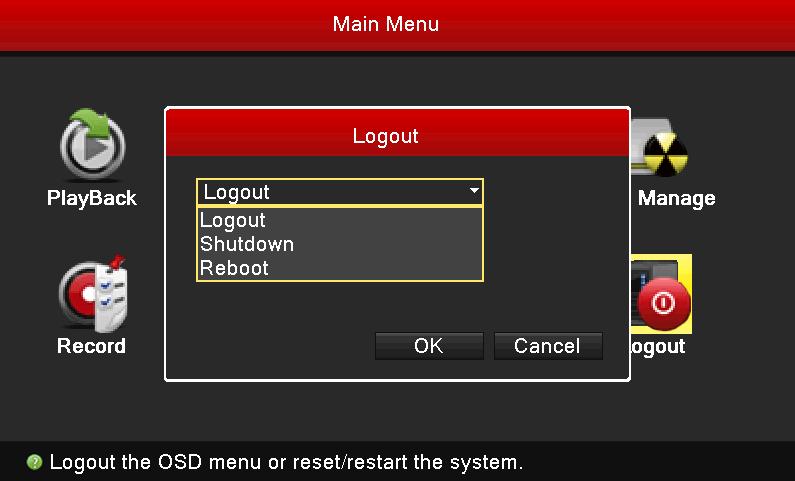 3.4.10 Logout Click Logout icon to enter logout system