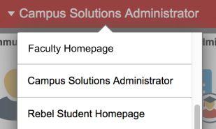 Homepage Selector Some students have differing roles on campus - staff member, student, faculty member. Each of these roles have a different landing (home) page in MyUNLV 9.2.