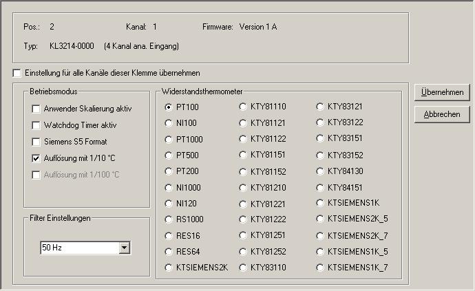 KS2000 Configuration software 4.4 Settings The dialog mask for the parameterization of the can be found under Settings. Fig.