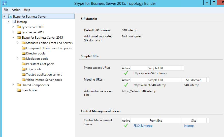Configuration Note 3. Configuring Skype for Business Server 2015 3. Enter a name for the Topology file, and then click Save.