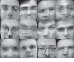 (a) Average faces before alignment. (b) Averaged aligned faces by aligned NMF (alignment is done using the original feature). (c) Average aligned faces by TINMF.