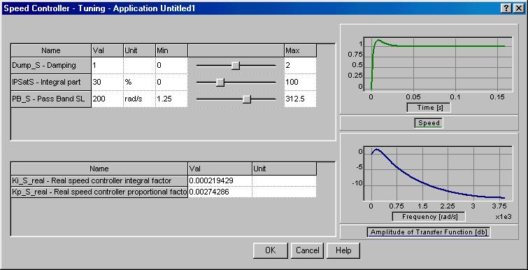 Step 5. In the Speed Controller group-box set the speed controller parameters Kp (proportional), Ki (integral) and Integral limit (saturation limit for the integral term of the controller).