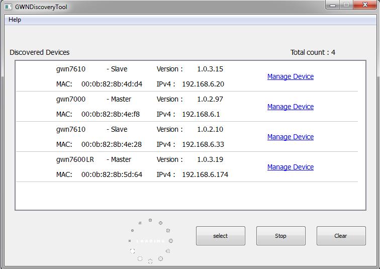 Figure 6: GWN Discovery Tool Users can access then the GWN7600LR using its Web GUI, the following sections will explain how to access and use the Web Interface.