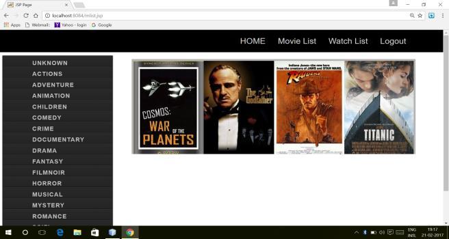 If the logged in user is an admin then an additional tab of add movie is shown as only the admin can add new movies to the database.