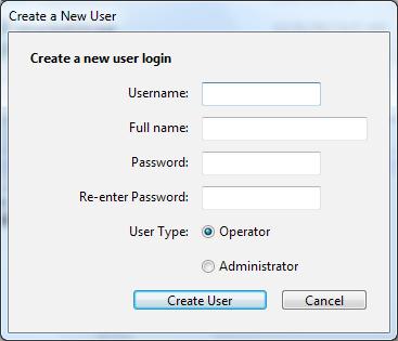 Step 4: Click Add to add a new User. The Create New User window will appear.