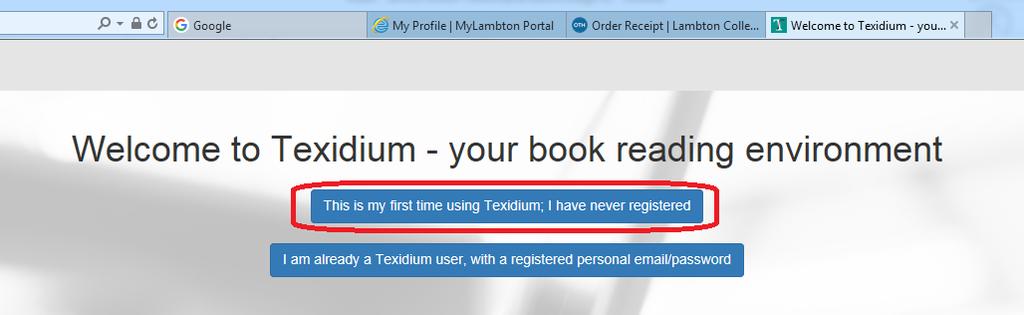 3. Follow the account creation instructions on the screen and click Register. Note: Please use a personal e-mail address for this Personal Texidium Account!
