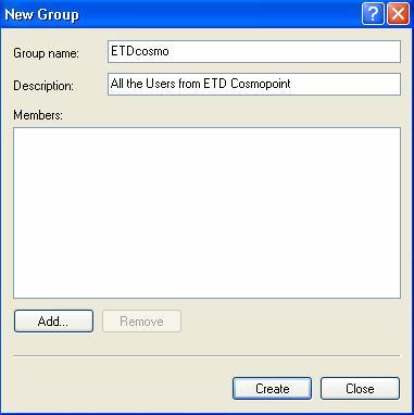 CLIENT OPERATING SYSTEM 3. Fill in the Group Name and Description of new group.