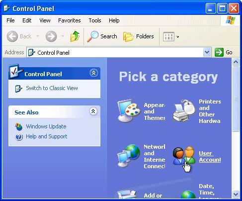MANAGING USER ACCOUTS AND GROUPS If your control panel