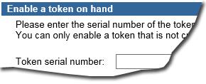 If you chose to enable a token, Enter the serial number from the back of the token, then click Continue. Corporate Online displays a confirmation. Issue the token to the user.