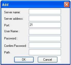 User name Password Path The user name of the FTP server The password of the FTP server The save path for FTP files 4.