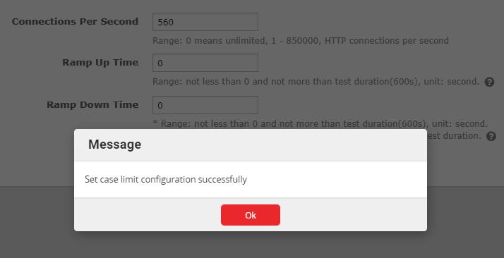 A message "Set case limit configuration successfully" appears.