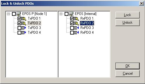 Figure 39: Lock & Unlock PDO s Icons Description Locked PDO. Can t be used by any other network variables Unlocked transmit PDO. Can be used by new network variables Unlocked receive PDO.