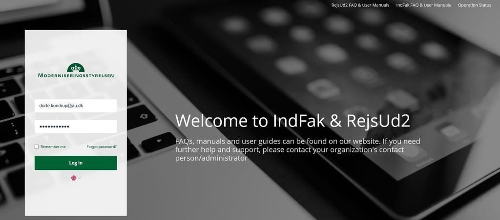 IndFak has been updated to make it possible to use the following recommended browsers: Internet Explorer Edge Google Chrome Firefox Safari The IndFak layout (login screen and Dashboard) has changed.