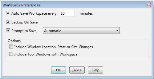 Auto save and Auto backup for workspaces.
