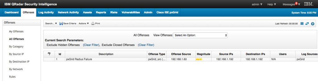Verify pxgrid offense rule via Offenses Dashboard Step 1 Select