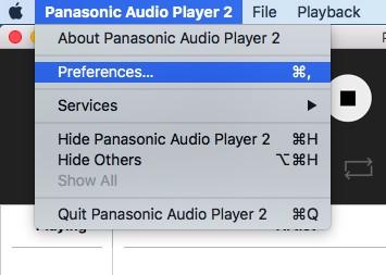 Choose [Normal] or [Expand to RAM] from the [Audio Data Handling] menu. For stable playback, choose [Expand to RAM] Select [Preferences ] from the [Panasonic Audio Player 2] menu.