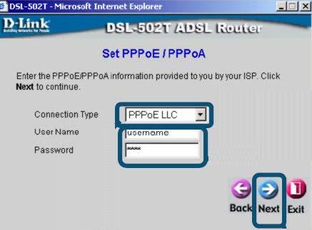g. Please select / fill in the following fields: Connection Type: PPPoE LLC Username: - <TPGusername>@L2TP.tpg.com.au for Fixed IP plans OR - <TPGusername>@PPP.tpg.com.au for Dynamic IP plans (e.g. adsl1234@l2tp.