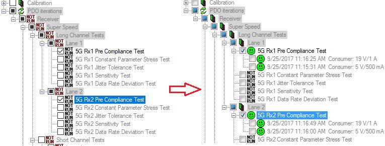 6 Rx Test Procedures The procedure is the same as that for other tests (Refer to Figure 25): 1 Select the desired set of PHY tests and start the sequencer, following which ValiFrame will