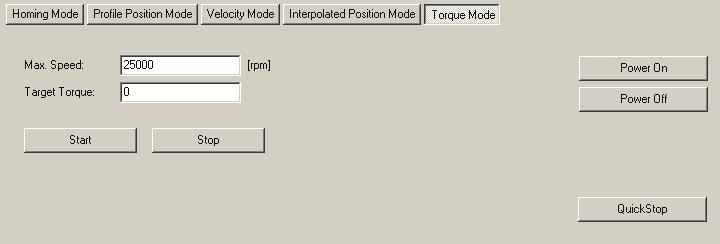 <Drive Modes> tab 6.6 <Torque Mode> area Overview Requirements View The <Torque Mode> area is used for testing the torque drive mode where the motor is operated with a constant torque.