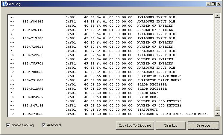 CAN Bus log window 11 CAN Bus log window Overview The CAN bus log window from provides you with the possibility of tracking the messages on the CAN bus.
