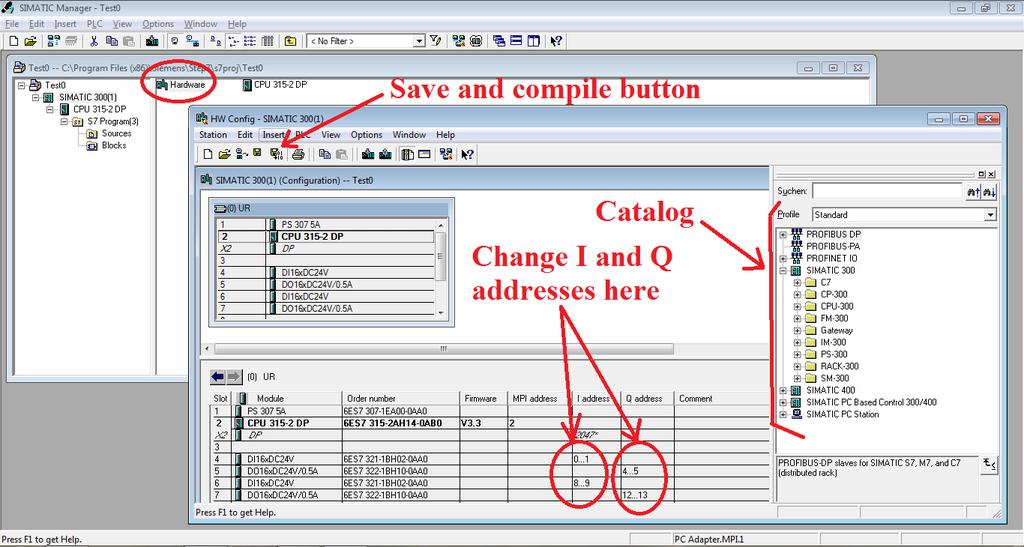 8. On the right hand side of the HW onfig window, double click on the Simatic 300 icon in the catalog as shown in figure 3.