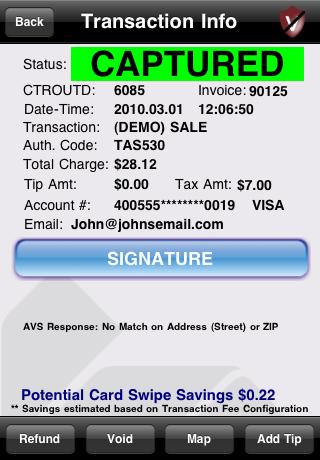 Transaction Info Once PAYware Connect has processed your transaction, PAYware Mobile will display the results in the Transaction Info window.