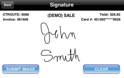 Signature - Touch the Signature button if you want to add a signature to a
