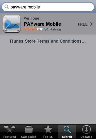 Getting Started Downloading PAYware Mobile App from App Store The App Store contains many credit card