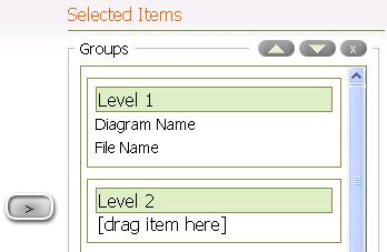 Then click the arrow located to the left of the Groups section. The items are placed in Level 1.