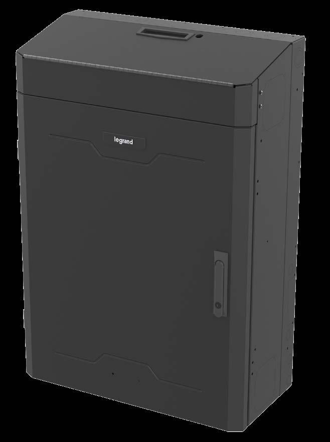 The extensive offering of accessories allows a single cabinet to support not only 4RU or 8RU of fixed rack mount equipment, but also additional space for network connectivity mounting both vertically