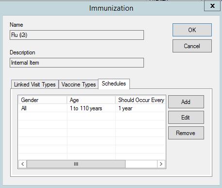 Caution: Using a Linked Visit Type is NOT self-healing and can create duplicate immunizations based on the link to billing as well as the EMR immunization template.
