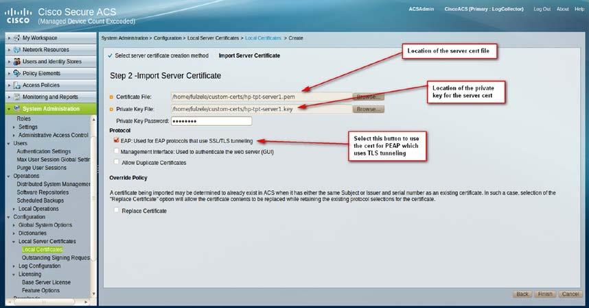 5. In the Step 2: Import Server Certificate page, specify the following information to identify the