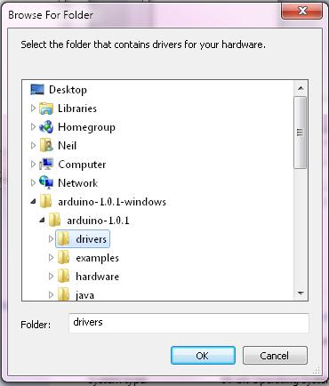 8. Search for the drivers folder from the extracted zip directory.