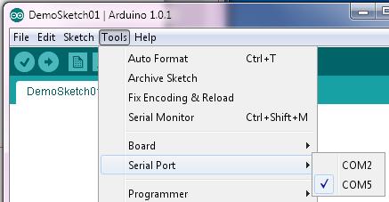 For these experiments we will always be using Tools Board Arduino Uno and the appropriate Com port listed under device manager for the installed Arduino Uno.