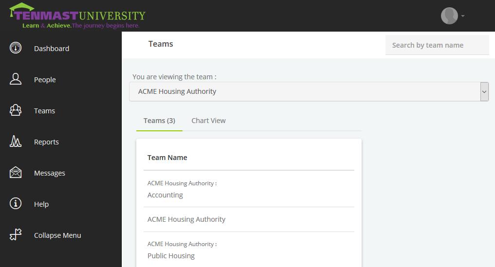 Teams TU users and courses are arranged by teams. This makes the process of assigning courses to users much more efficient. Your agency has a basic team, which is named the same as your agency name.
