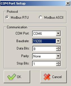 Page 5 of 13 Select tab "COM" and set the application communication parameters: