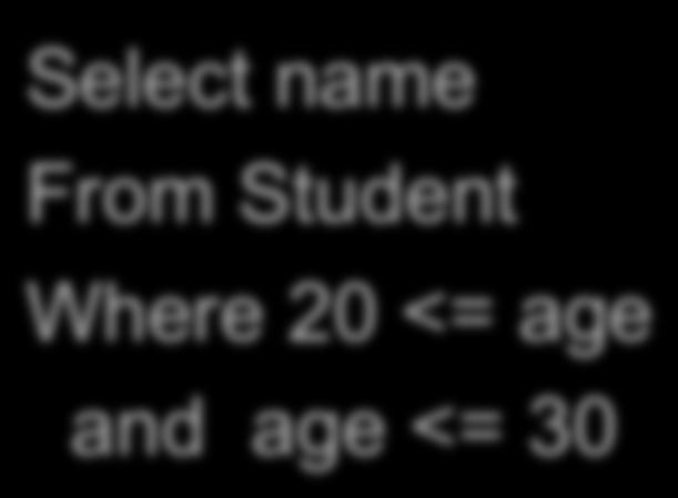 Student Where age = 25 Select