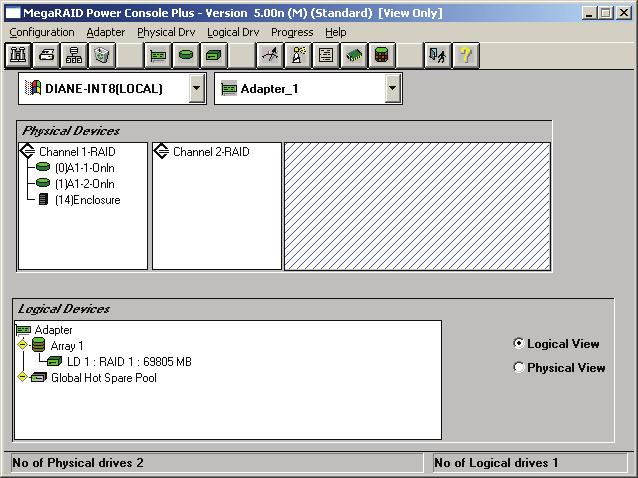 Backing up a DPS7000/XTA or Novascale 7000 Platform's System Environment Figure 5-39 MegaRAID Client Main