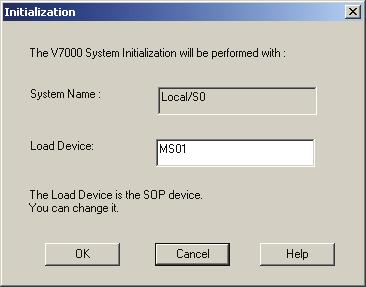 V7000 Operator's Guide Figure 3-7. Initialization Dialog You can change the Load Device.