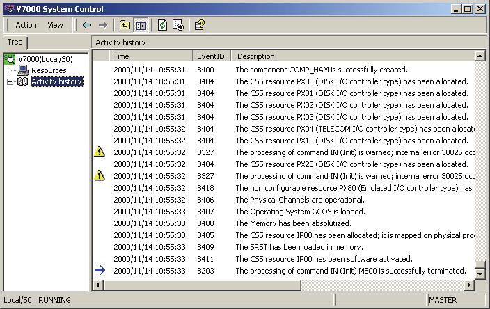 V7000 Operator's Guide 3.1.14 How to View V7000 Virtual Machine Activity Activity history allows to watch the V7000 Virtual Machine activity. 1. Open V7000 System Control. 2.